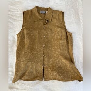 Liz Claiborne Gold Floral Silk Blouse
